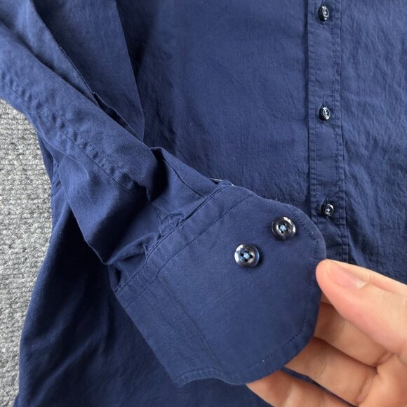 Stenstroms Cotton Slimline Romania 15.75 Blue Mens Shirt Button Up Solid Spread - Picture 8 of 15